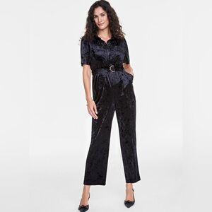 ON 34th Short Sleeved Velvet Jumpsuit